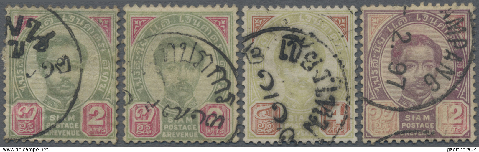Thailand - Post Marks: 1887 Four Stamps With Scarce Postmarks, I.e. 2a. With LAM - Thaïlande