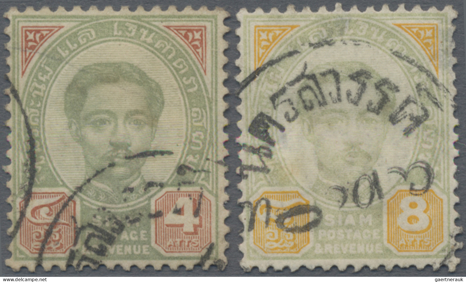 Thailand - Post Marks: 1887 4a. And 8a. Both Used With NAKONSAWAN Native C.d.s., - Thaïlande