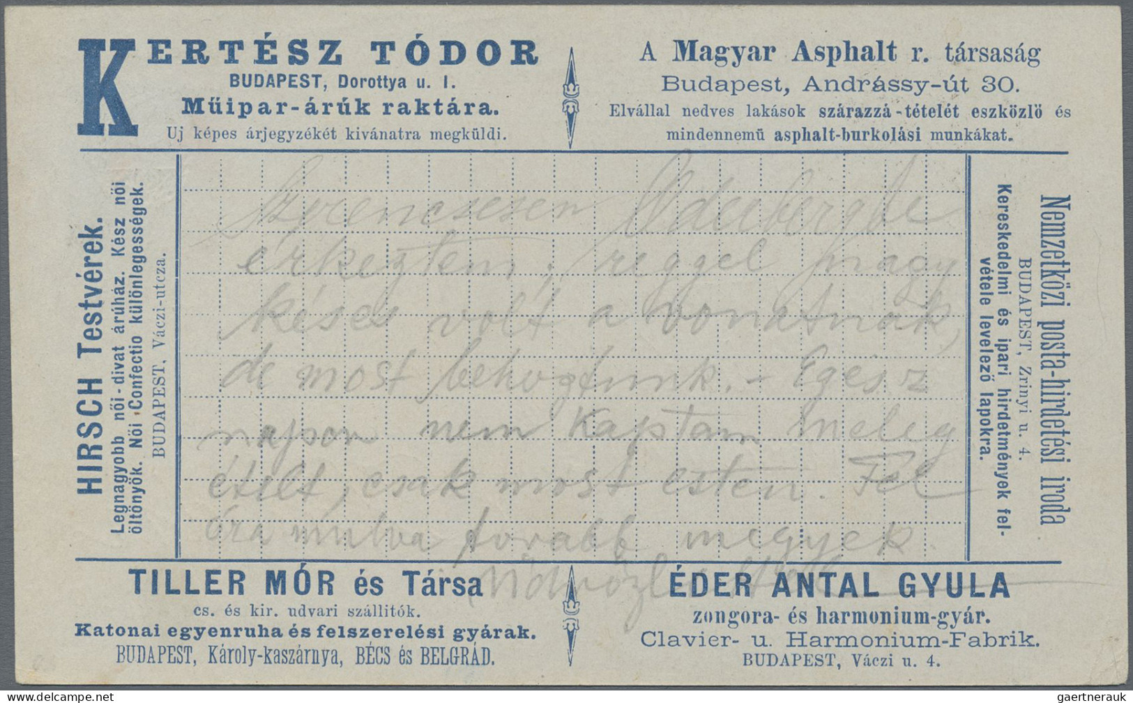 Thematics: Advertising Postal Stationery: 1892/1897, Ungarn, 2 Kr Blau Privat-An - Sonstige