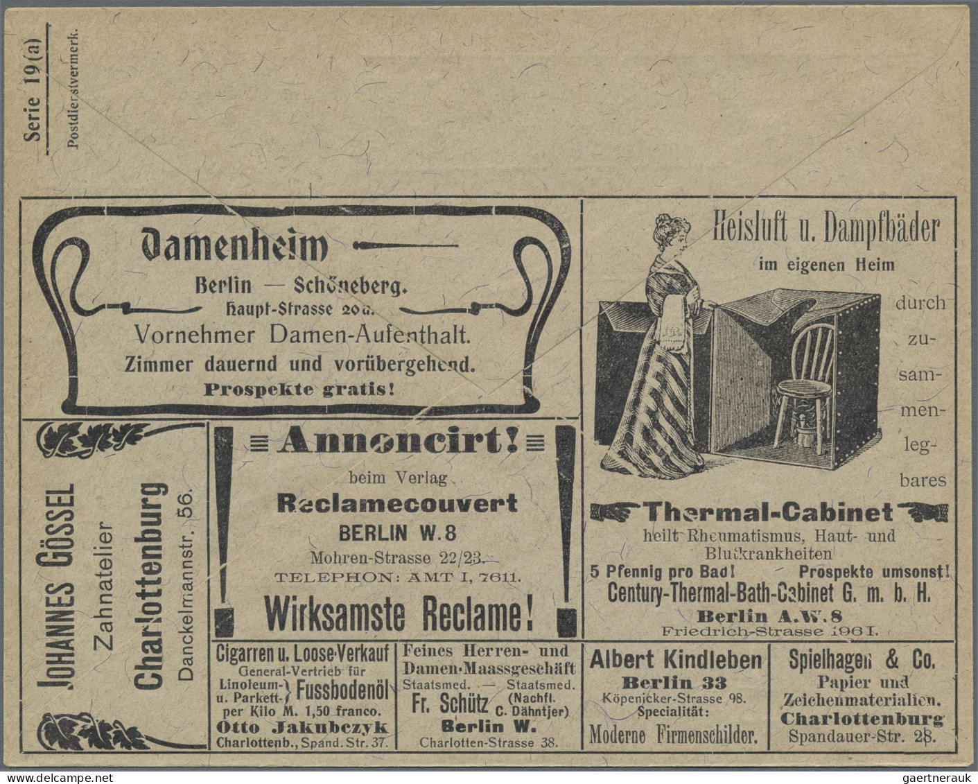 Thematics: Advertising Postal Stationery: 1902, Dt. Reich, 5 Pf Grün Germania, Z - Autres