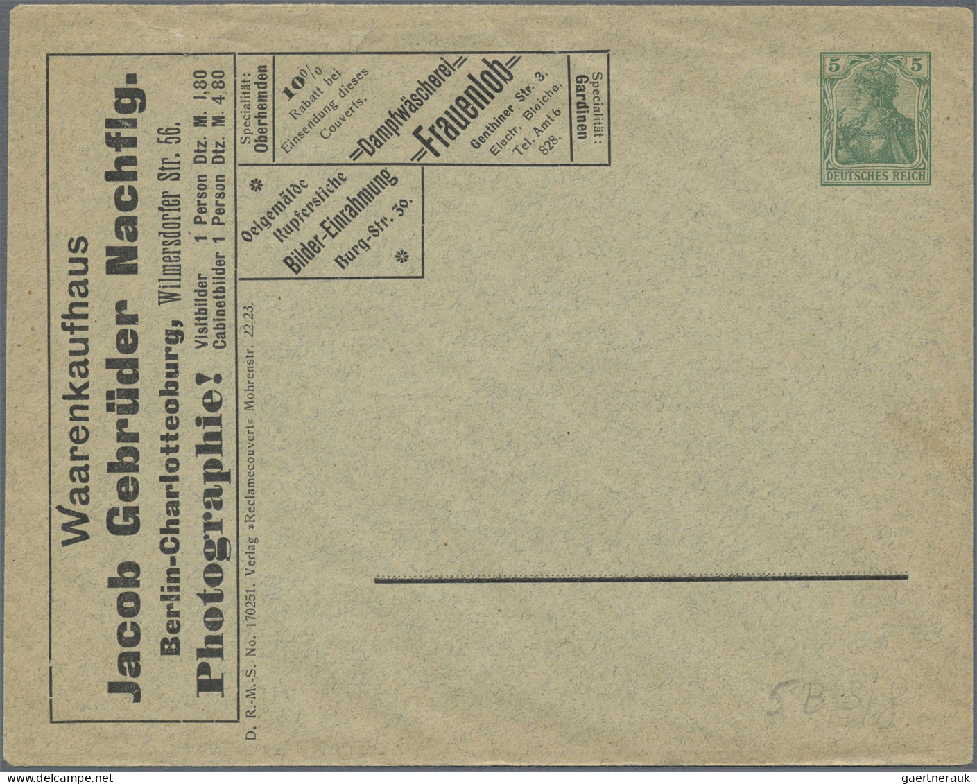 Thematics: Advertising Postal Stationery: 1902, Dt. Reich, 5 Pf Grün Germania, Z - Autres