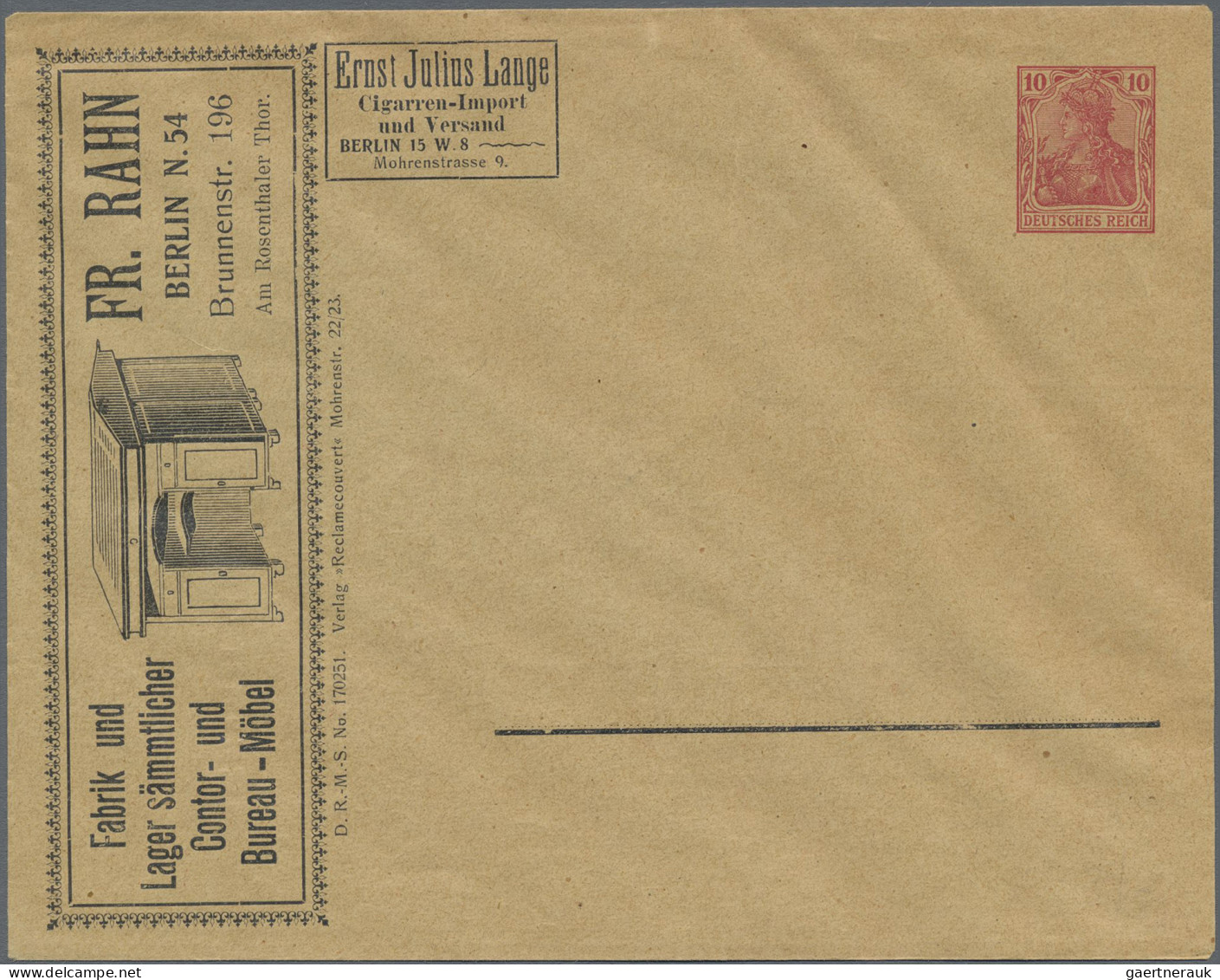 Thematics: Advertising Postal Stationery: 1902, Dt. Reich, 10 Pf Rot Germania, V - Other