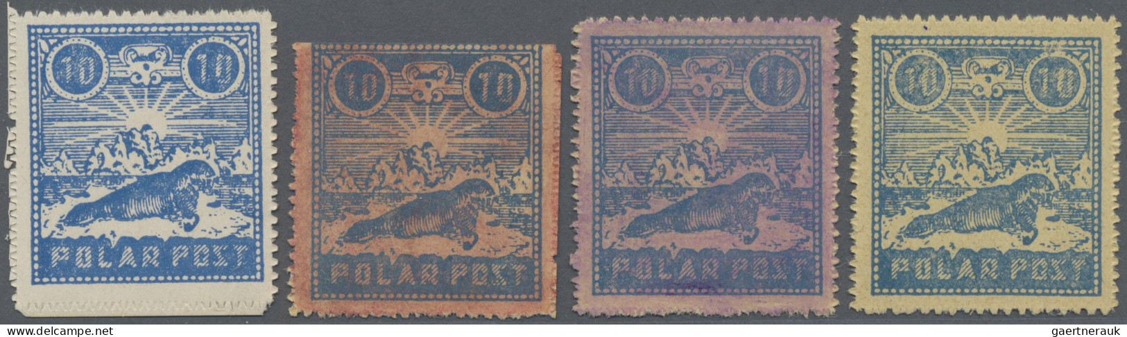 Thematics: Arctic: 1924, Norway. Polar Post 4 Stamps 10 (ore) Blue On 4 Differen - Andere