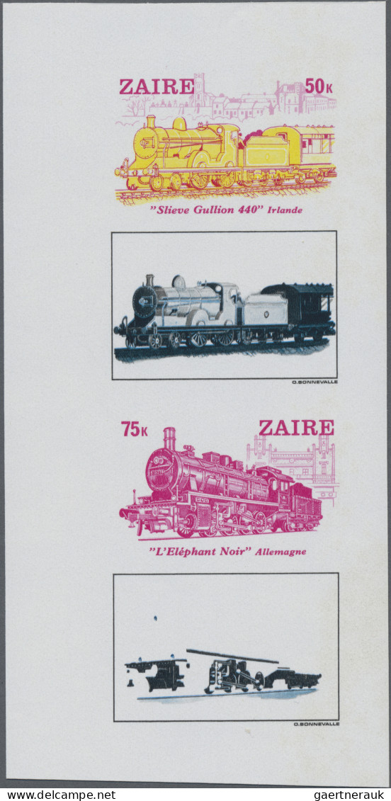 Thematics: Railway: 1980, Zaire. Lot Contains 2 Progressives For Each Stamp Of T - Eisenbahnen