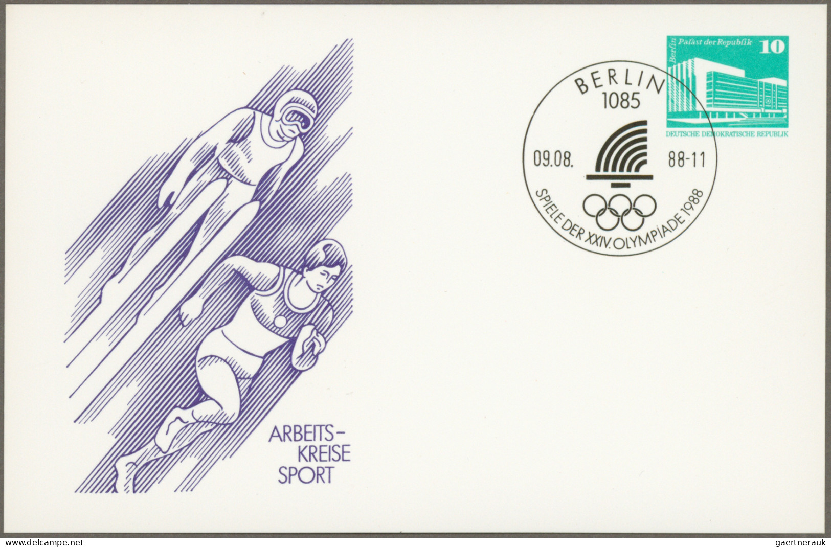 Thematics: Olympic Games: 1988, Olympic Year, GDR Printed-to-order Stationery Ca - Autres & Non Classés