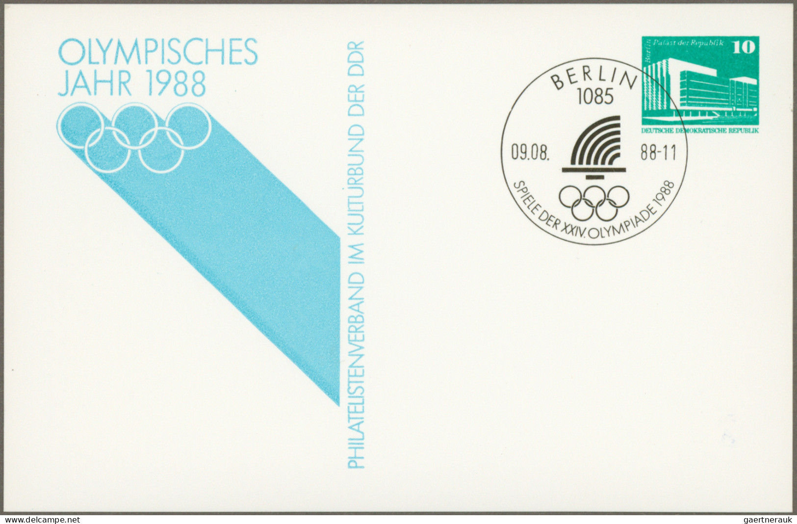 Thematics: Olympic Games: 1988, Olympic Year, GDR Printed-to-order Stationery Ca - Autres & Non Classés