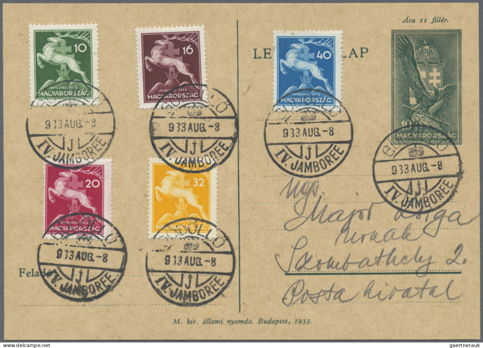 Thematics: Scouts: 1933, Hungary, Gödöllö Jamboree, Complete Set On Stationery C - Other & Unclassified