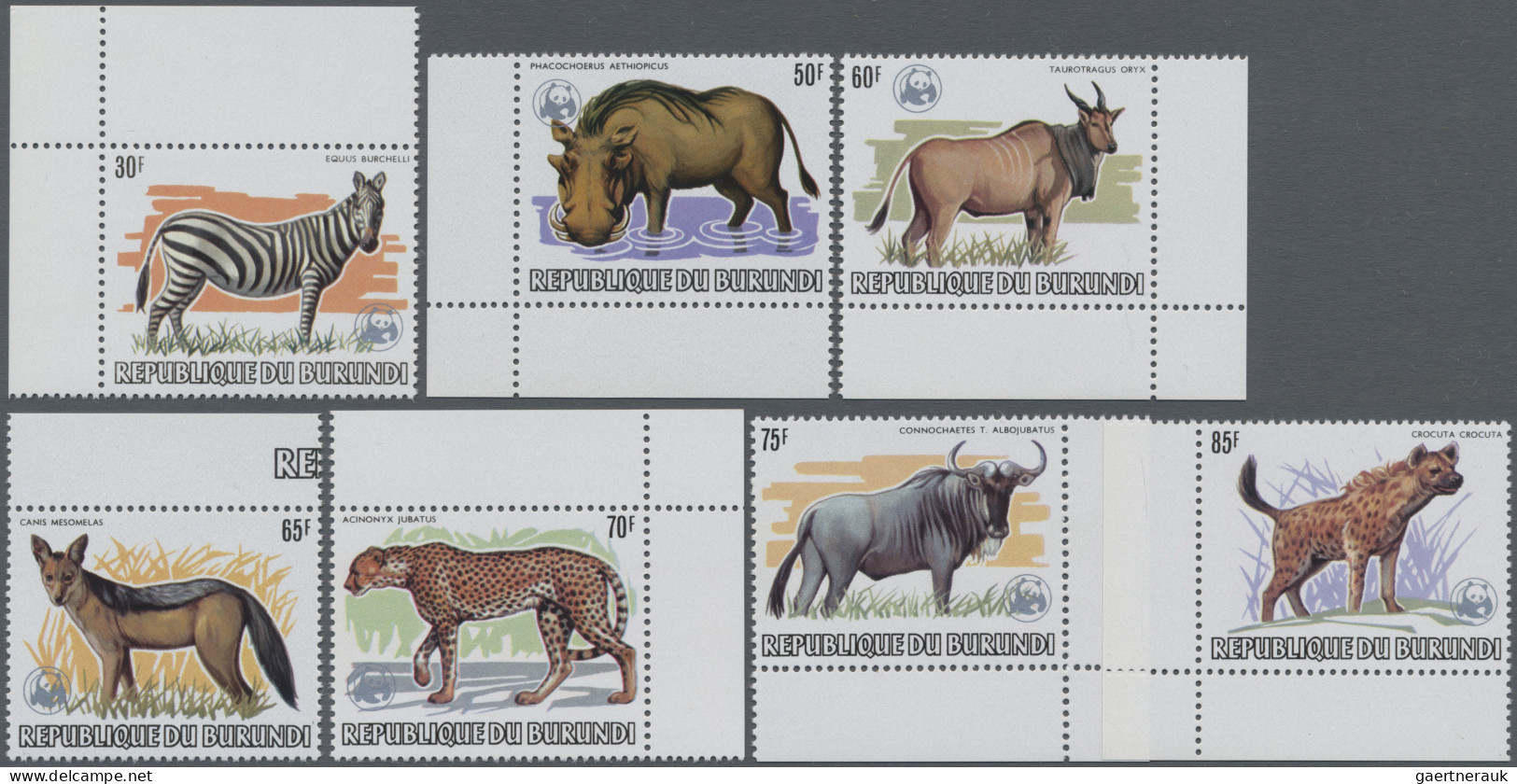 Thematics: Animals, Fauna: 1982, Burundi, African Wildlife/WWF 2fr.-85fr., Compl - Other & Unclassified