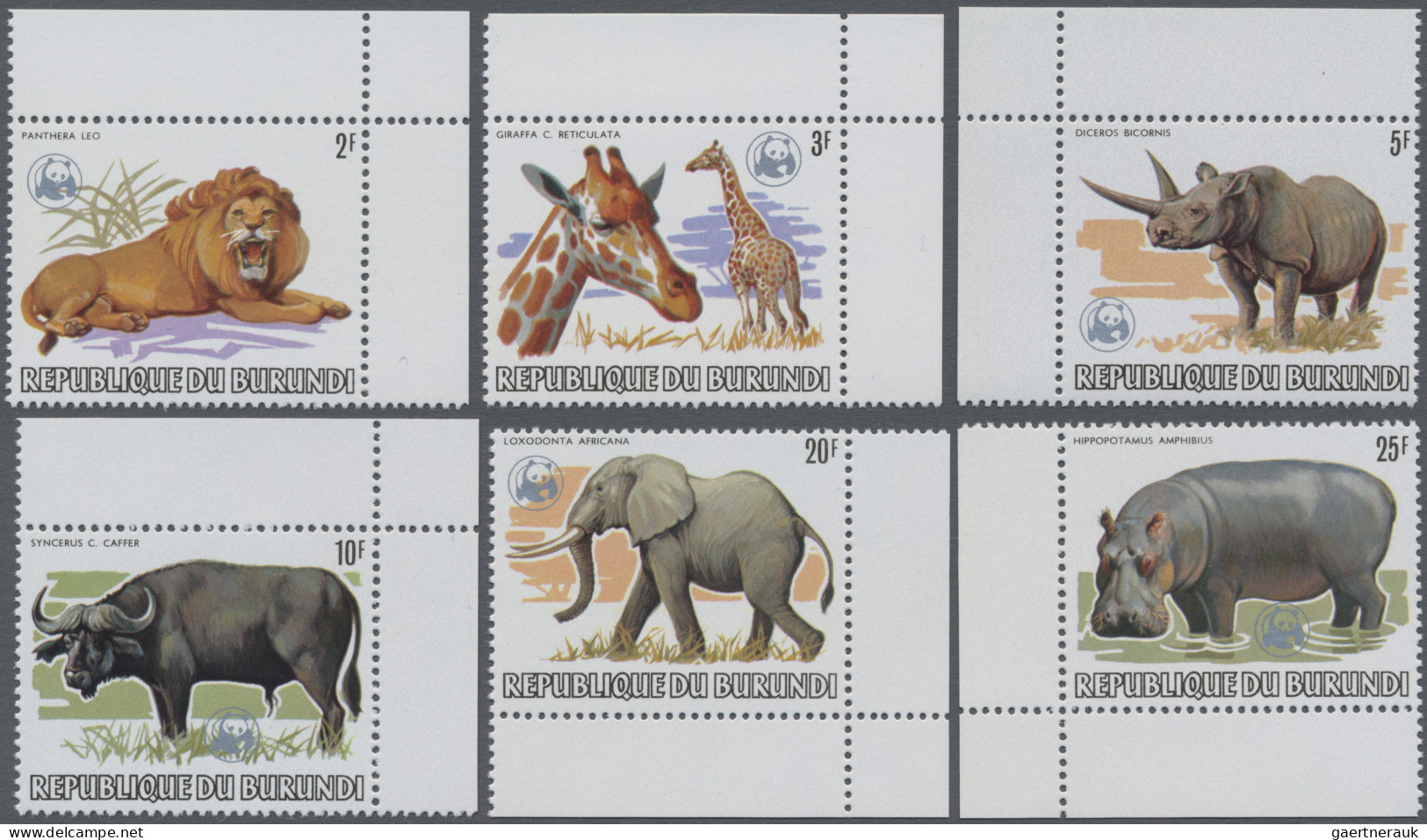 Thematics: Animals, Fauna: 1982, Burundi, African Wildlife/WWF 2fr.-85fr., Compl - Other & Unclassified