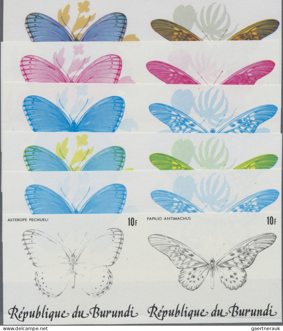 Thematics: Animals-butterflies: 1984, Burundi. Butterflies (Asterope Pechueli, P - Vlinders