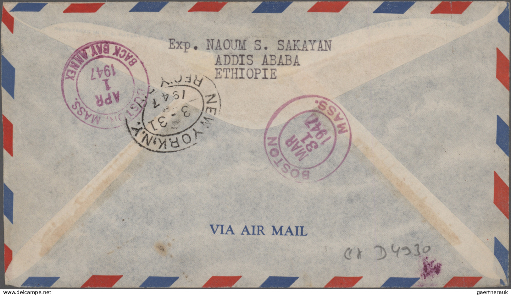 Ethiopia: 1947, "Reopening Of Airmail Service" Complete Set Of Three Used On Spe - Ethiopië