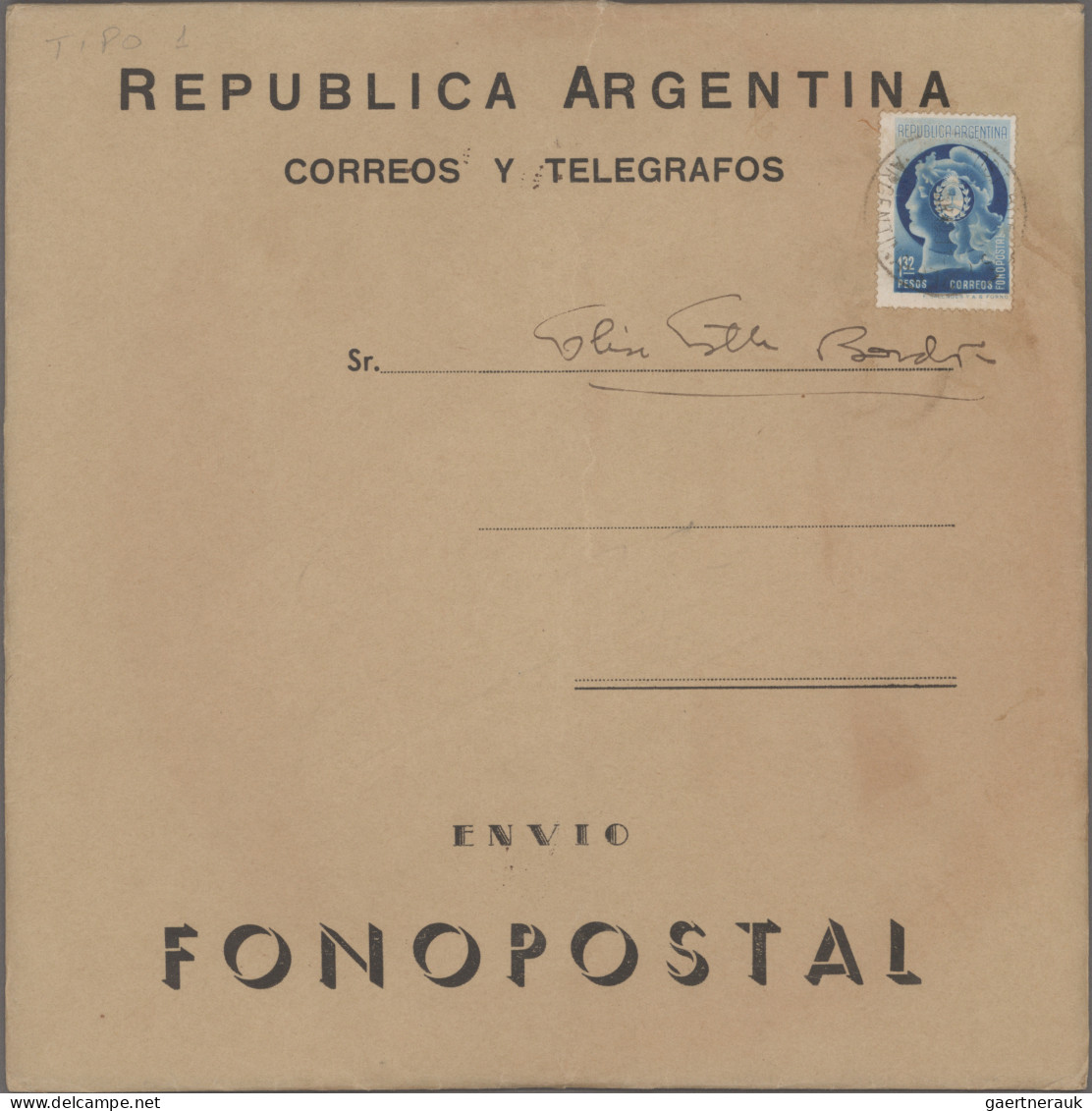 Argentinia - Specialities: 1949 POSTAL PHONE/FONOPOSTAL Black Cardboard Decelitt - Andere & Zonder Classificatie