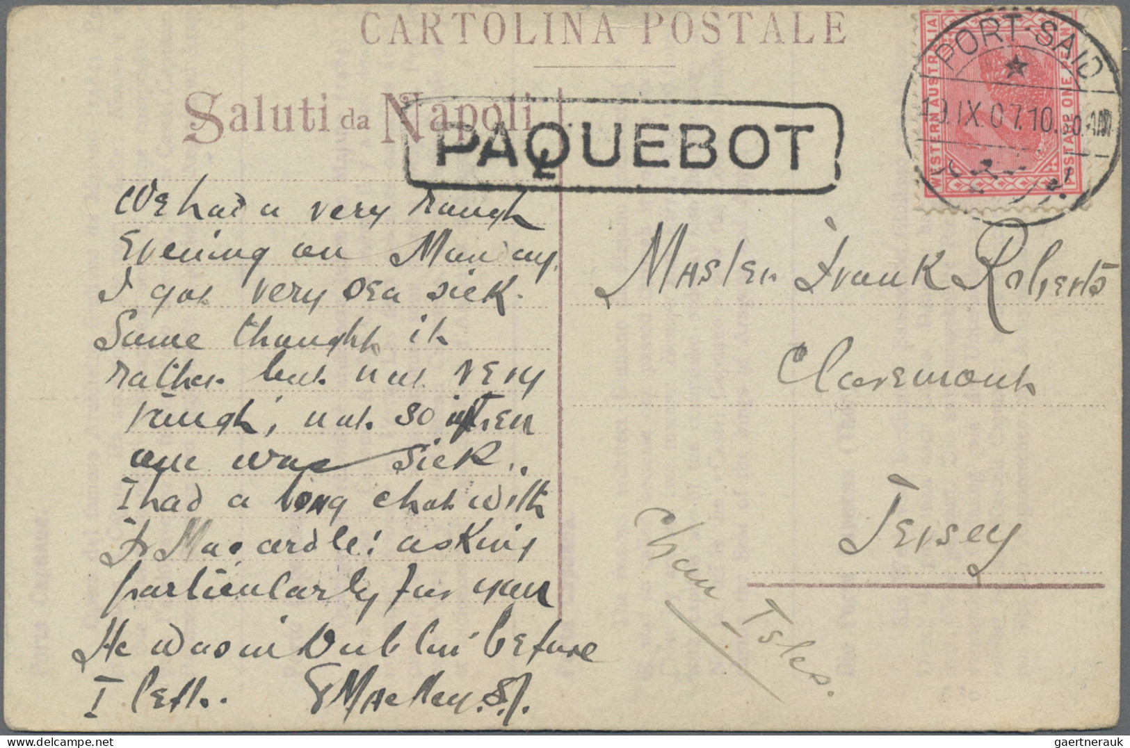 Western Australia: 1907, 1 D Rose, Tied By Bilingual "PORT SAIF 19 . IX.07", Fra - Brieven En Documenten