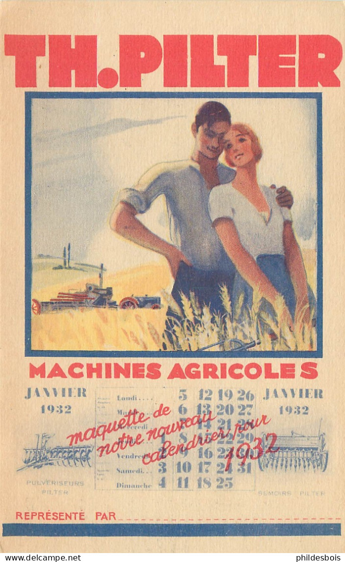 Carte PUBLICITAIRE   TH.PILTER   " Machines Agricoles " - Publicité