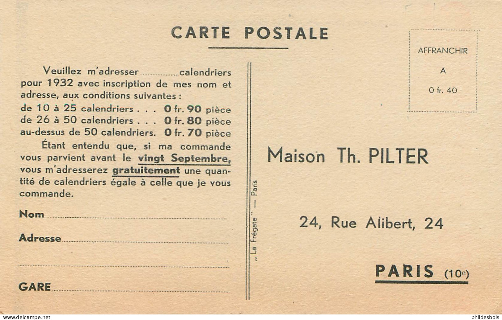 Carte PUBLICITAIRE   TH.PILTER   " Machines Agricoles " - Publicité