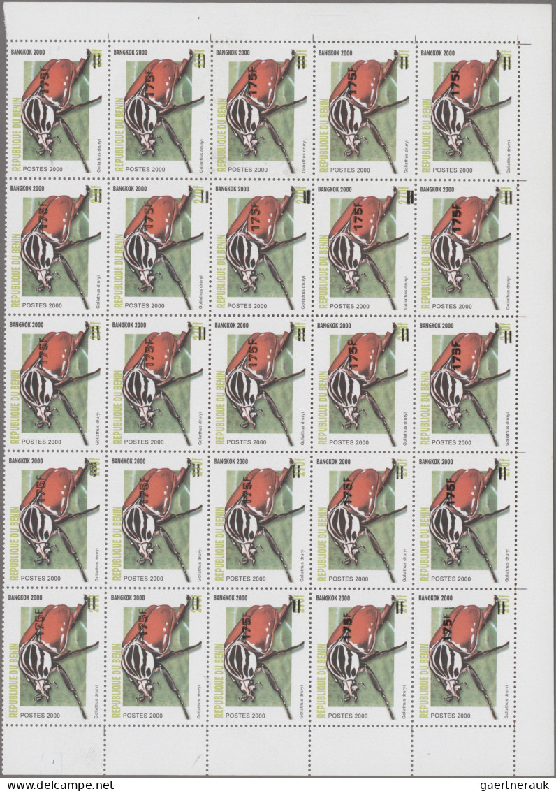 Benin: 2005/2006. Lot With 2 Partial Sheets Of 25 Stamps '175F On 270F' (on Beni - Bénin – Dahomey (1960-...)