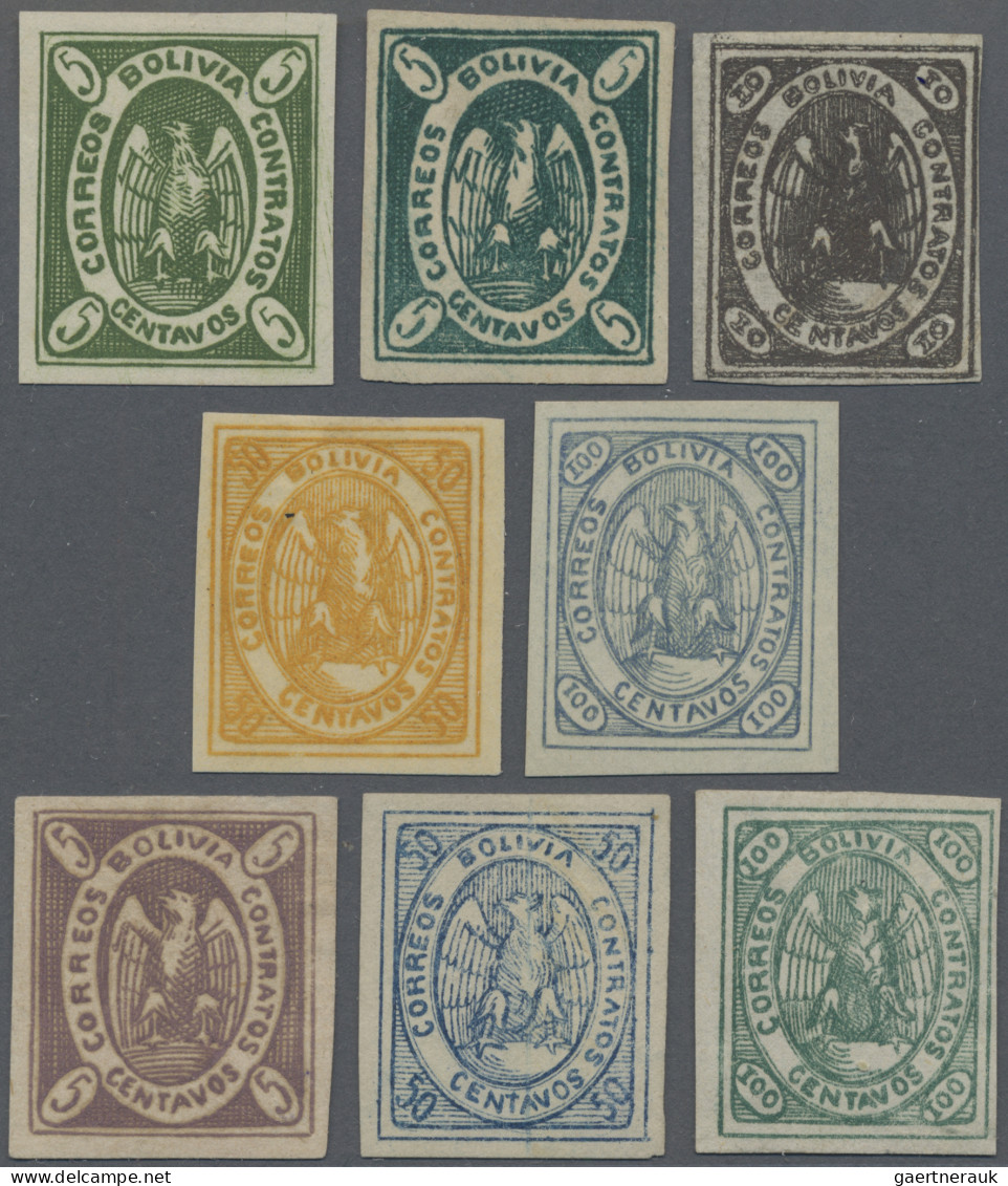 Bolivia: 1867-68 Set Of Eight Mint/unused Stamps Of All Denominations Including - Bolivia