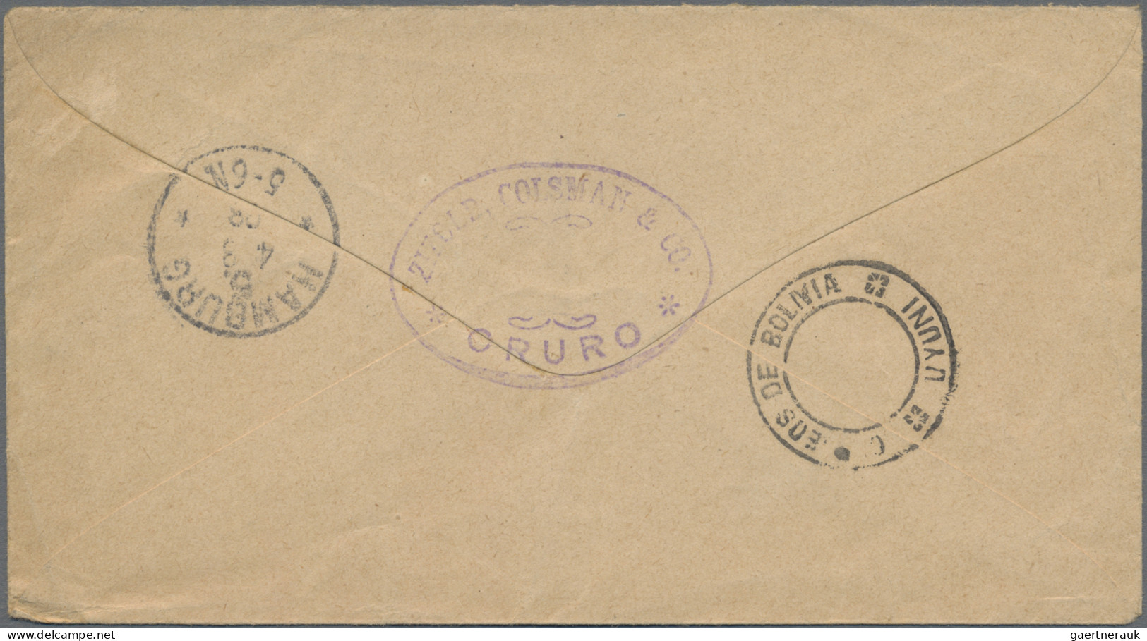 Bolivia - Postal Stationery: 1893/1898, Two Used Envelopes: 5c. Blue Used From " - Bolivia