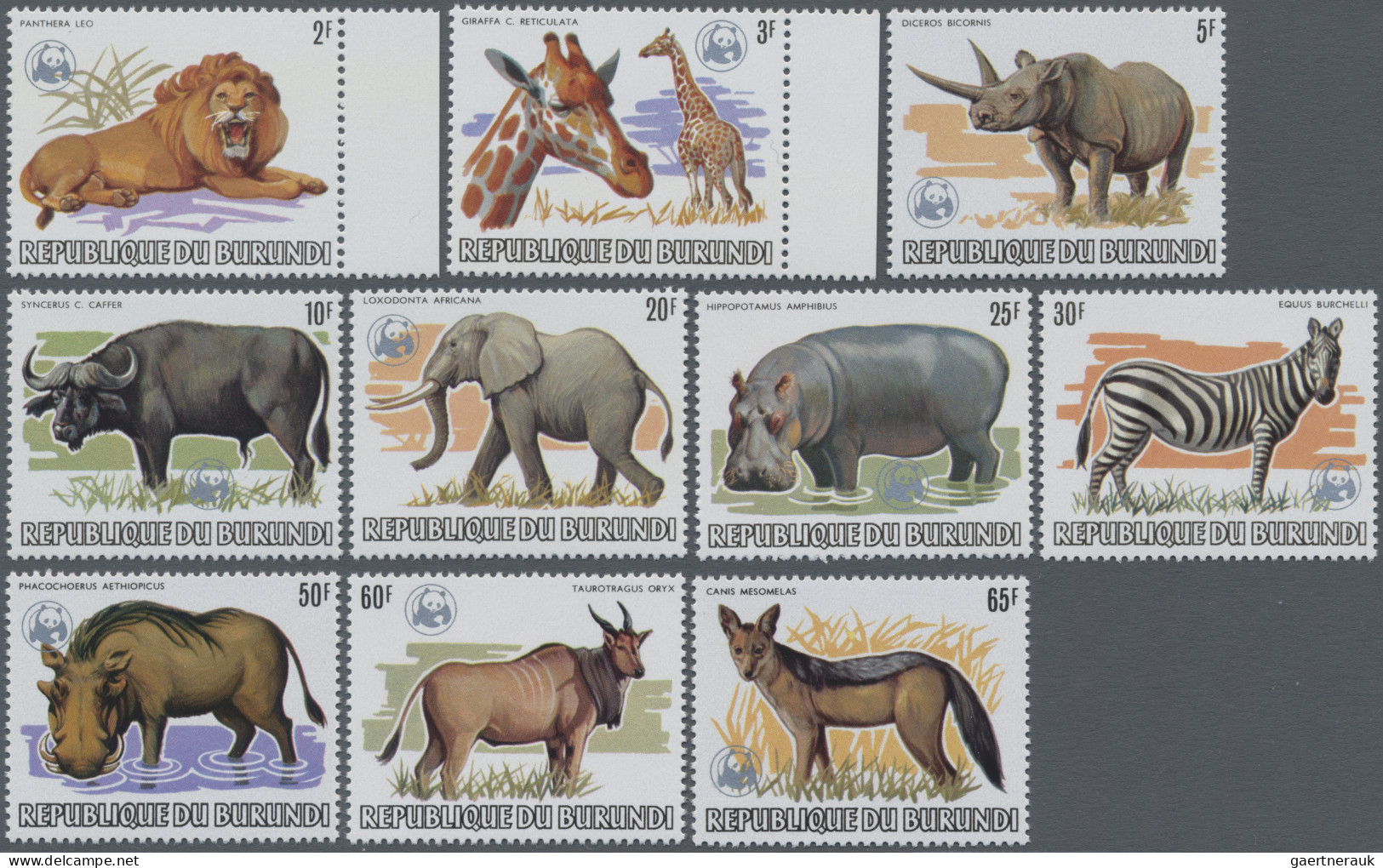 Burundi: 1982, African Wildlife/WWF 2fr.-85fr., Complete Set Of 13, Mint Never H - Neufs