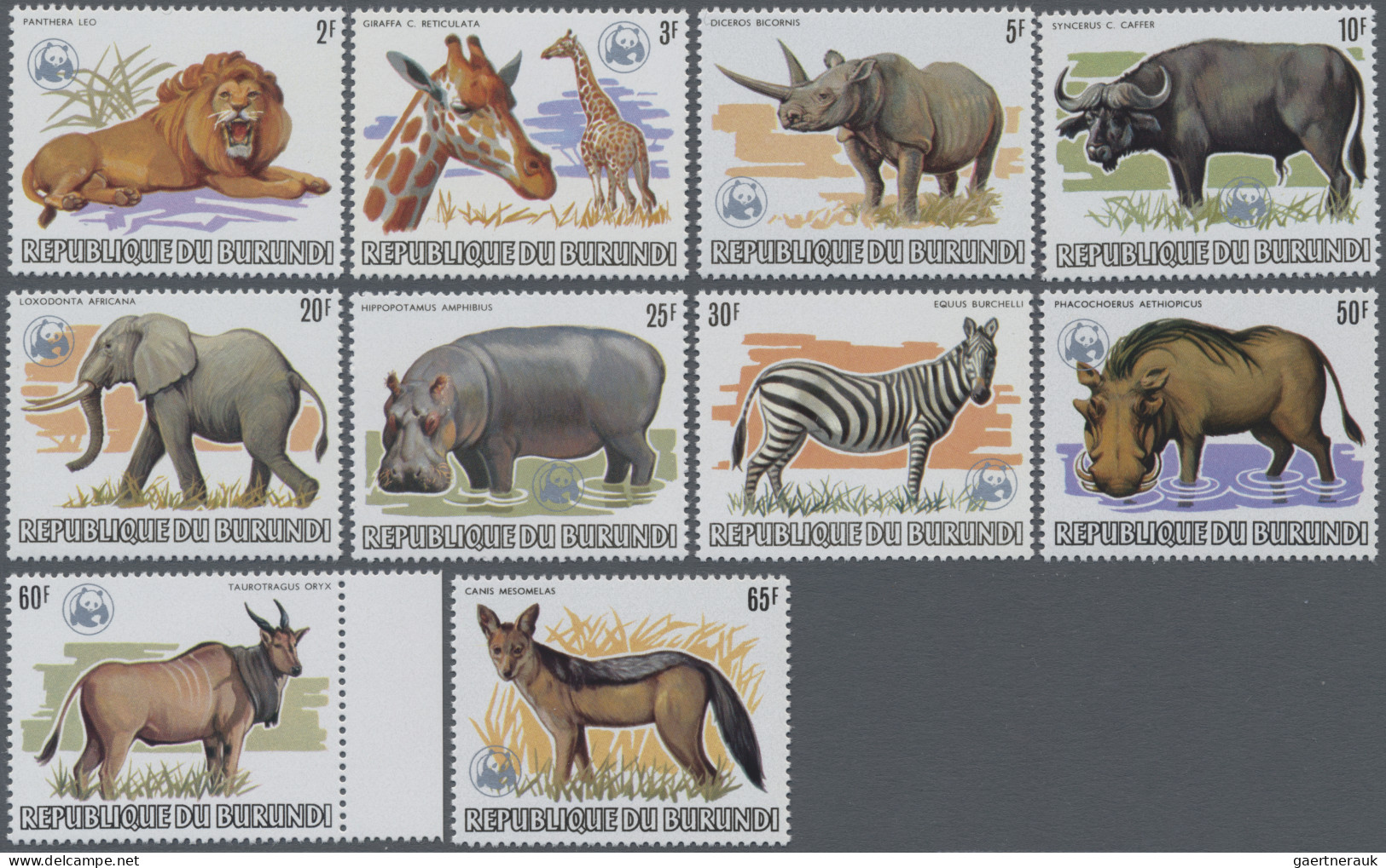 Burundi: 1982, African Wildlife/WWF 2fr.-85fr., Complete Set Of 13, Mint Never H - Ungebraucht