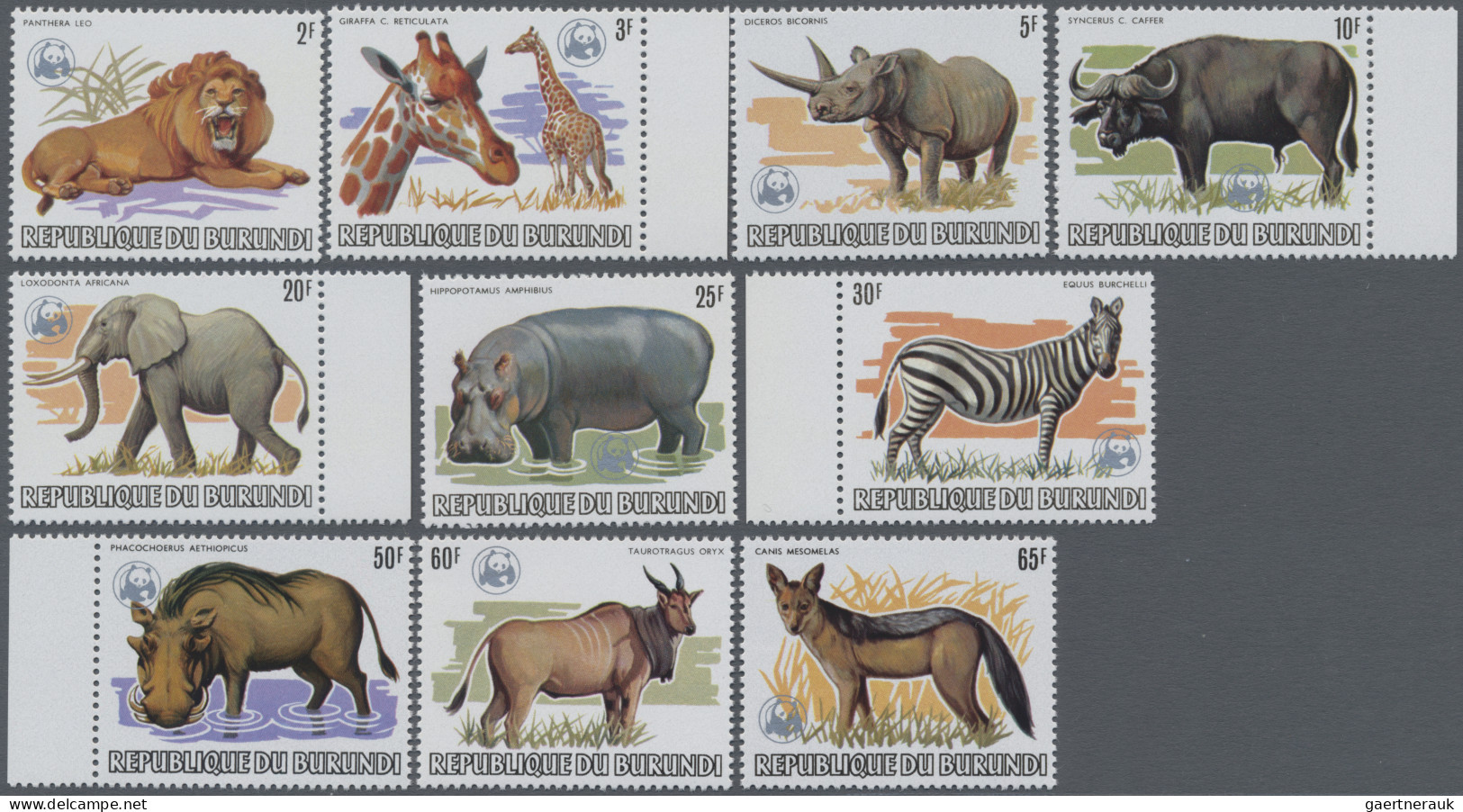 Burundi: 1982, African Wildlife/WWF 2fr.-85fr., Complete Set Of 13, Mint Never H - Ongebruikt