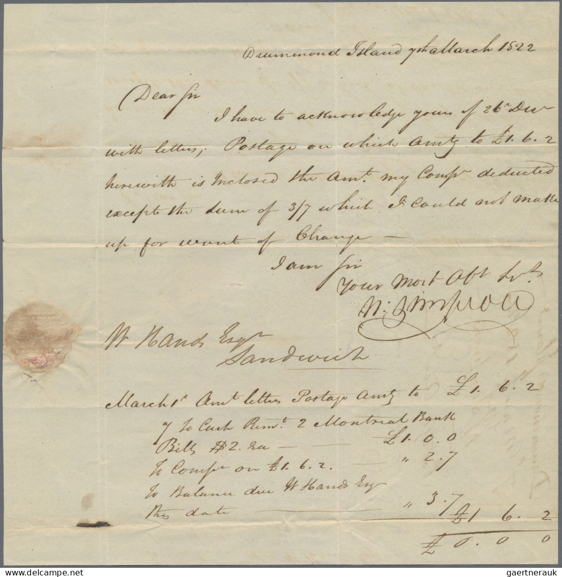 Canada -  Pre Adhesives  / Stampless Covers: 1822, Drummond Island, Folded Favou - ...-1851 Vorphilatelie