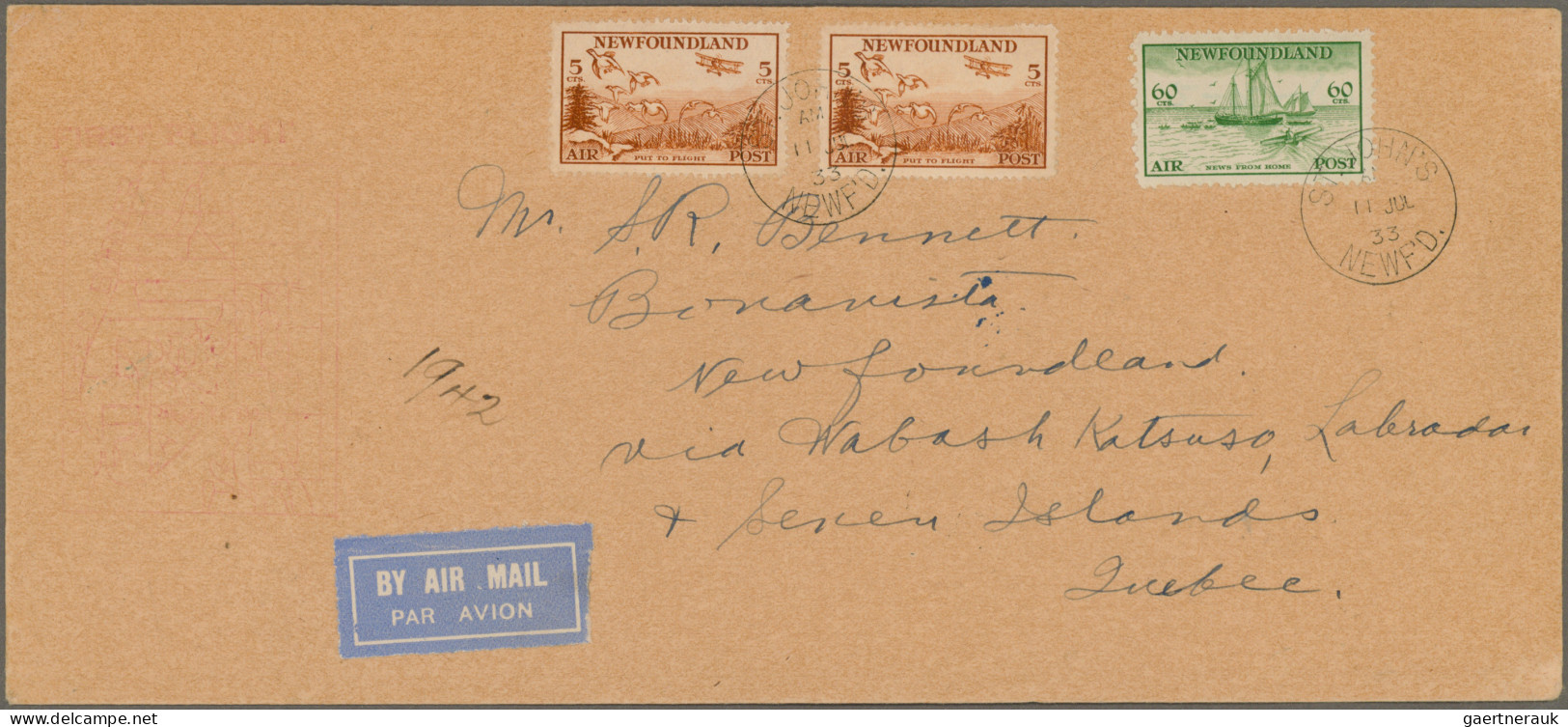 Newfoundland - Air Mail: 1933, 11 July, First Flight To Wabush-Katsao/Labrador V - Back Of Book