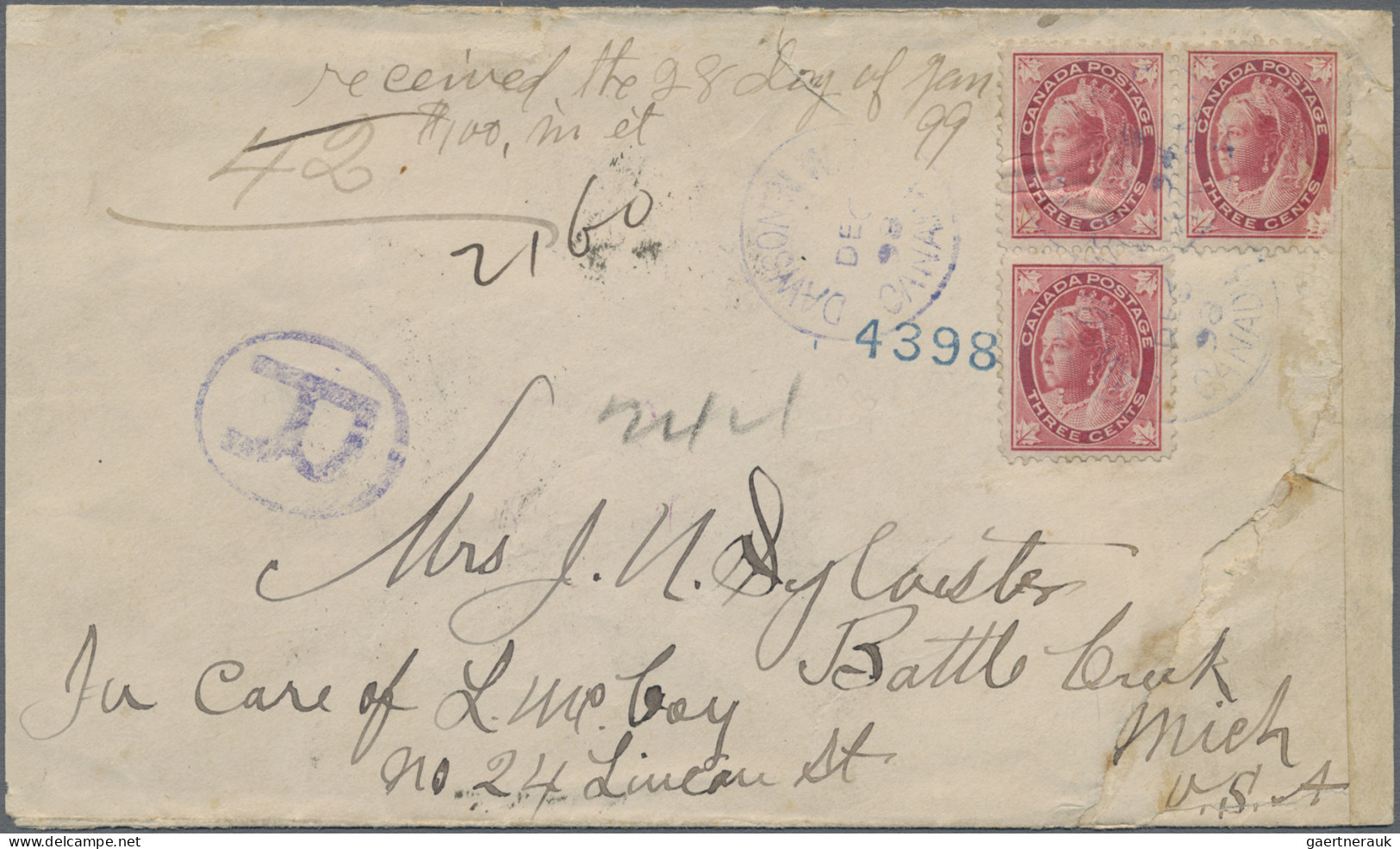 Canada: 1898, Dawson, Yukon Territory, Gold Rush/Winter Mail, Registered Cover B - Covers & Documents