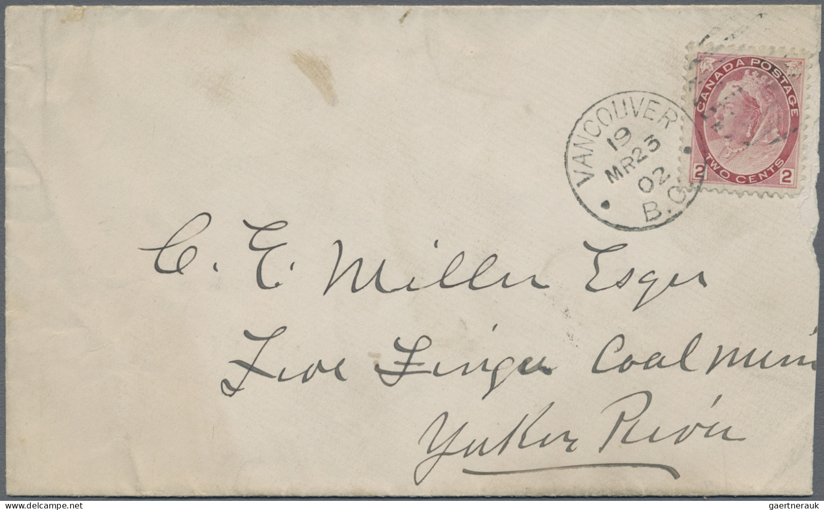 Canada: 1902, Five Fingers Coal Mine, Yukon Territory, Two Incoming Covers From - Lettres & Documents