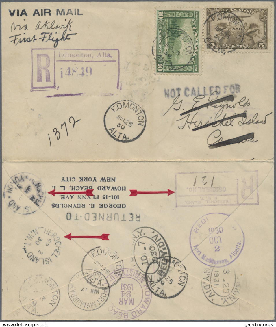 Canada: 1930/1931, 25 June 1930-24 March 1931, Registered Airmail Cover (opened - Brieven En Documenten