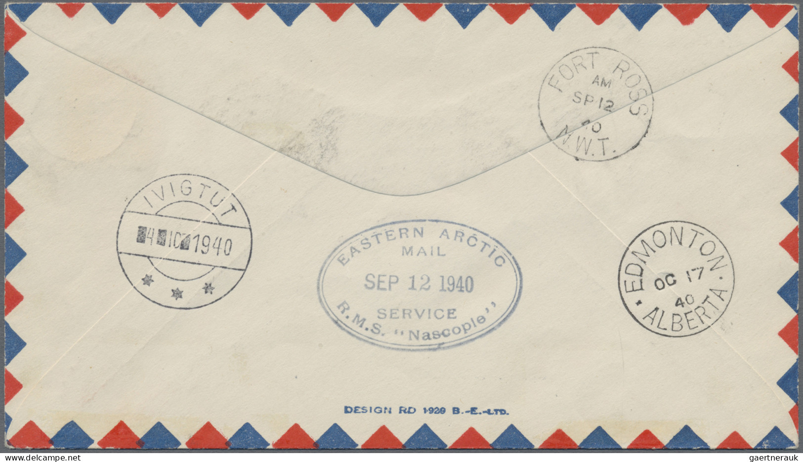 Canada: 1938/1940, Northwest Passage, Airmail Cover From "COPPERMINE JUL 23 38" - Covers & Documents