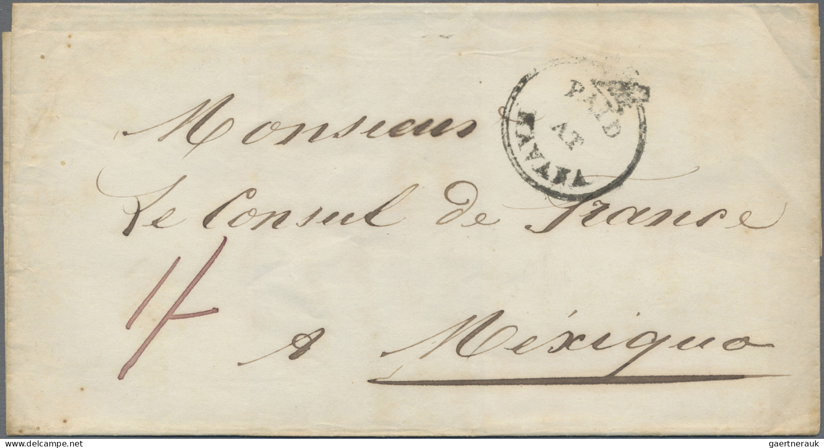 Cuba -  Pre Adhesives  / Stampless Covers: 1841, Crowned-circle "PAID AT HAVANNA - Préphilatélie