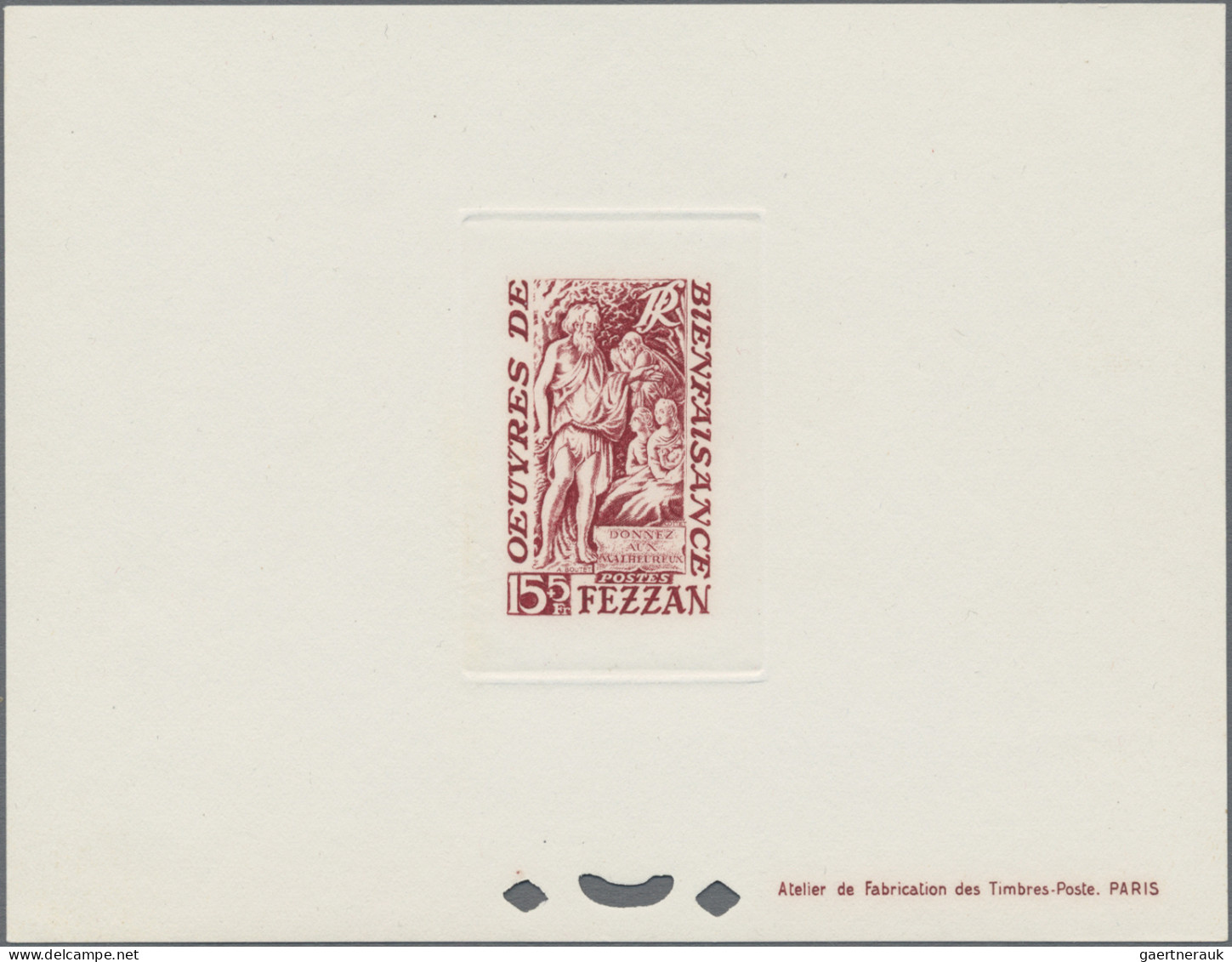 Fezzan: 1950/1951, 15+5 Reddish Brown And 25+5 Blue, Semi Postals "Oeuvres De Be - Lettres & Documents