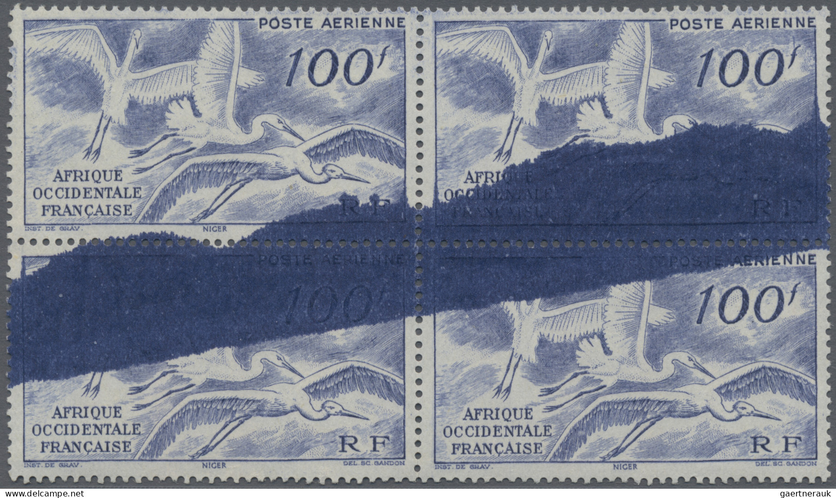 French West Africa: 1947. Airmail Stamp '100F' In A Block Of 4 With Blue Colour - Sonstige & Ohne Zuordnung