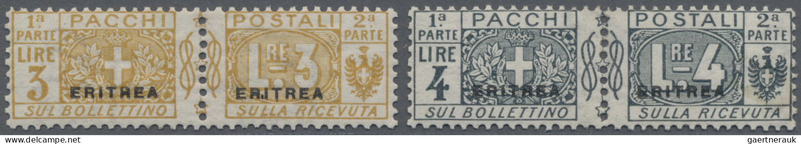 Italian Eritrea - Parcel Stamps: Eritrea, Sassone #7/8 (Pacchi Postali), 3l. And - Eritrea