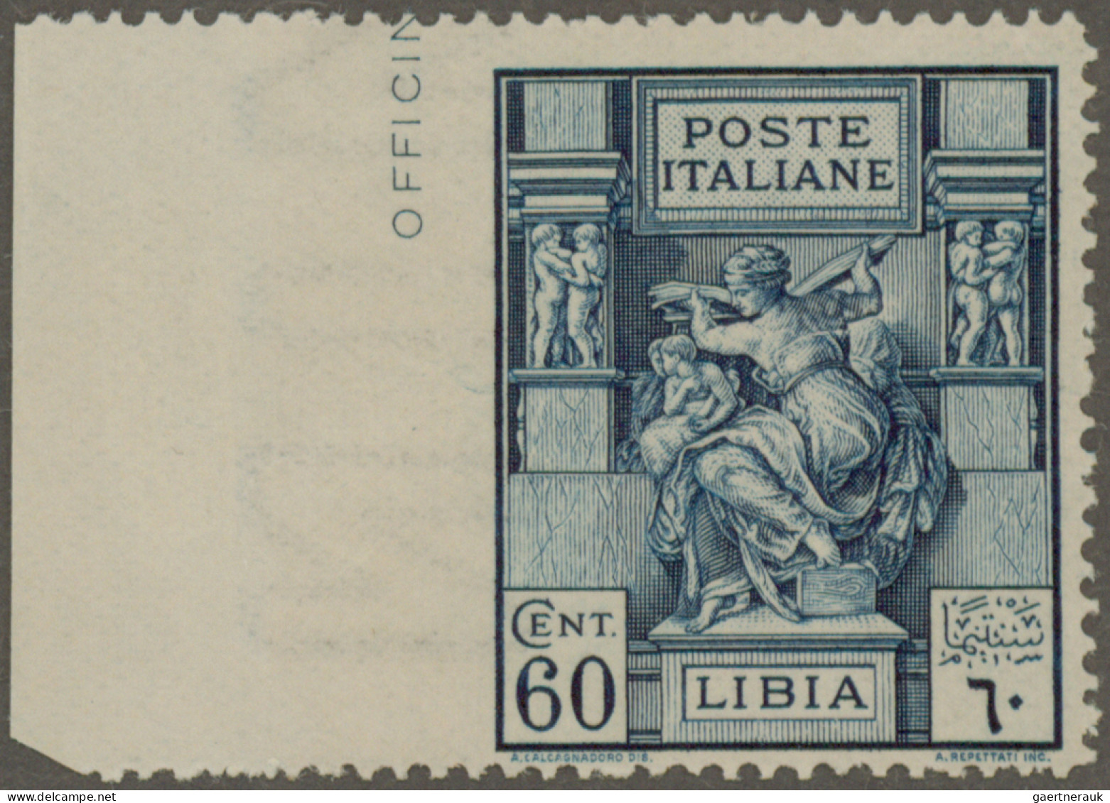 Italian Libya: 1924, "Libyan Sibyl" (after A Painting By Michaelangelo), 60 C Bl - Libyen