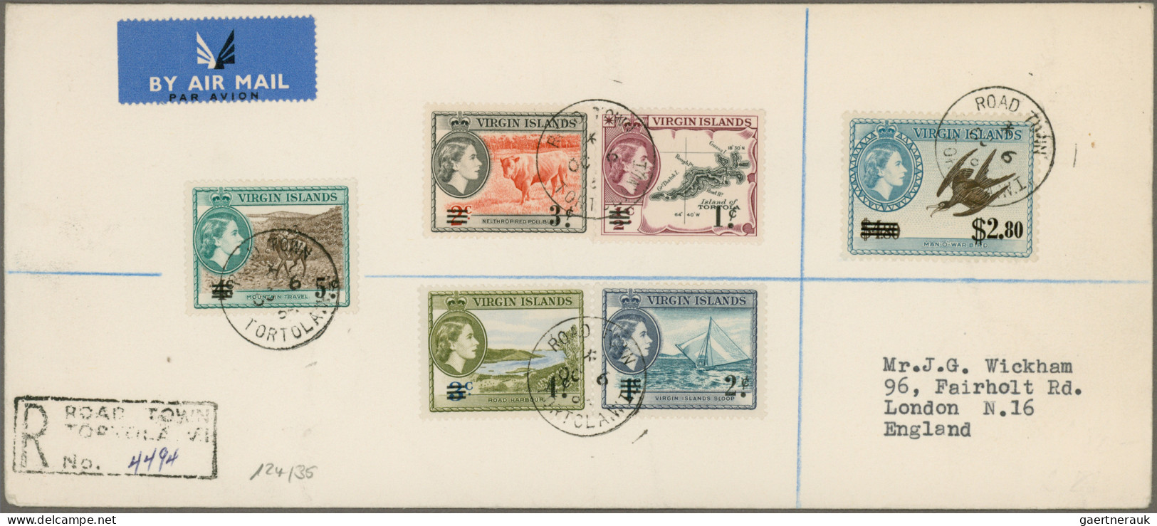 Virgin Islands: 1962/1964, Definitives "Pictorials" in US currency, two sets on