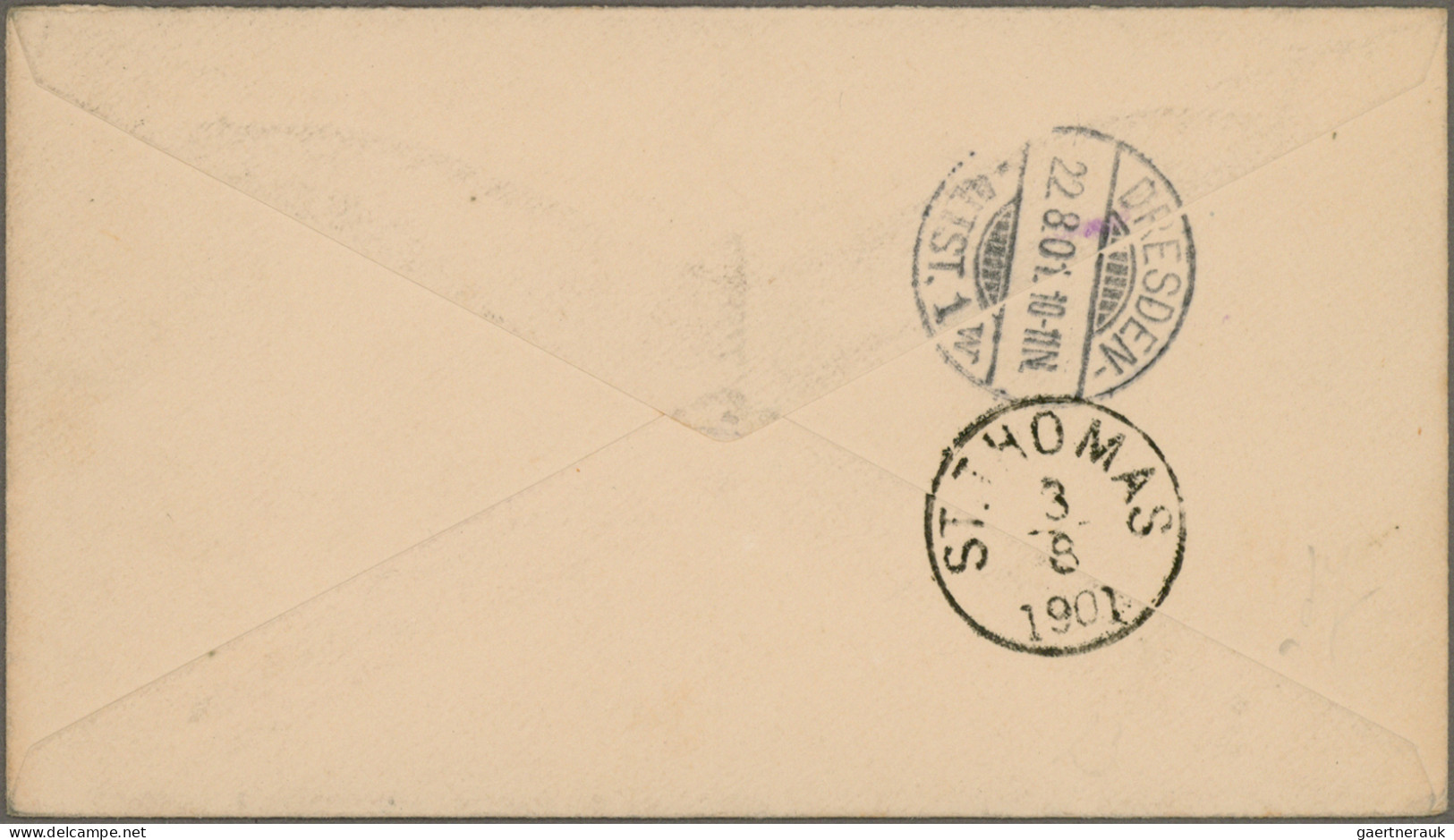 Virgin Islands - Postal Stationery: 1901, Envelope 2½d. Light Blue Used To Dresd - British Virgin Islands