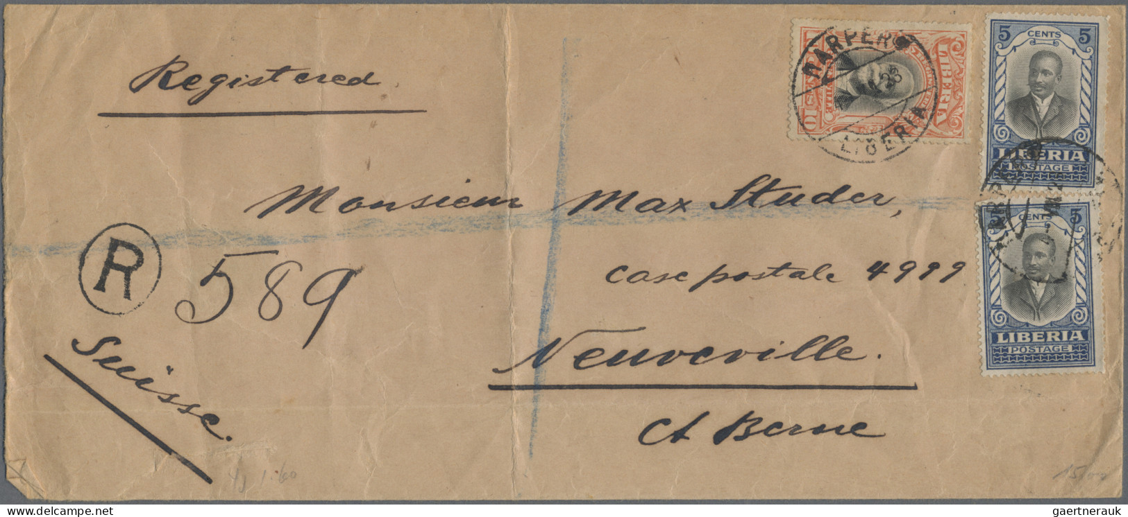 Liberia: 1923/1948 Two Registered Covers To Switzerland, With 1923 Cover Franked - Liberia