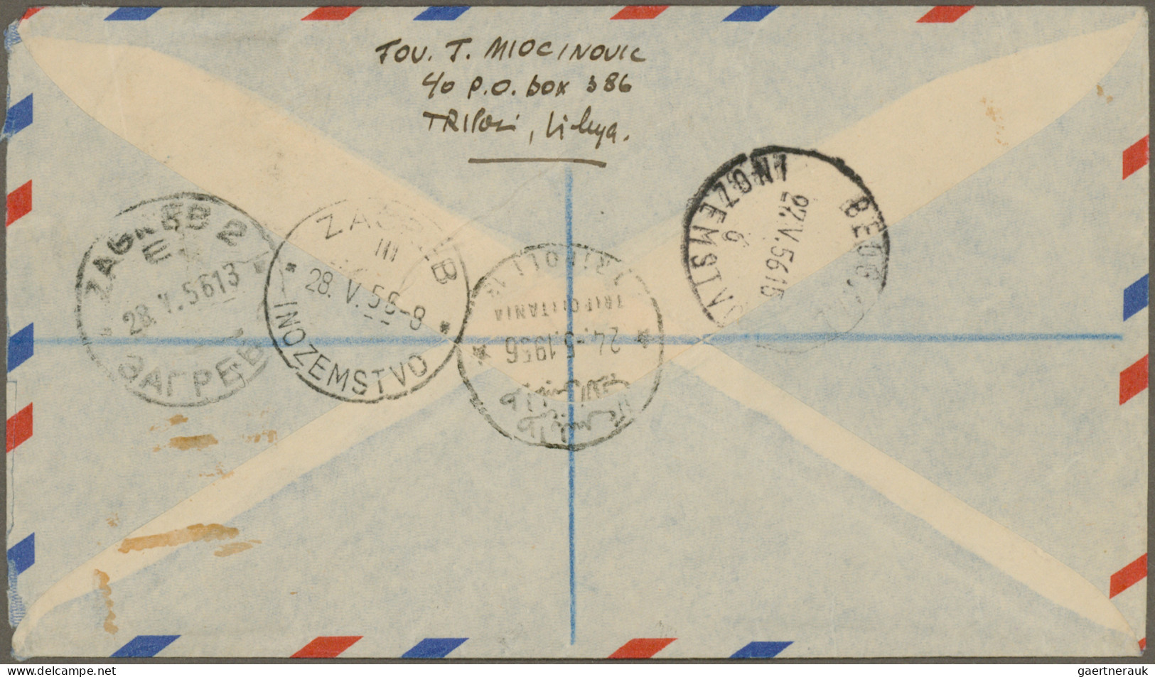 Libya: 1952/1956, Four Registered Covers From Tripoli Addressed For Zagreb (Croa - Libya