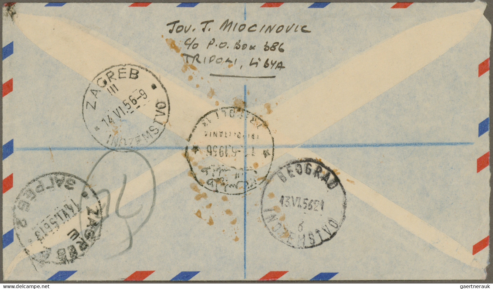 Libya: 1952/1956, Four Registered Covers From Tripoli Addressed For Zagreb (Croa - Libia