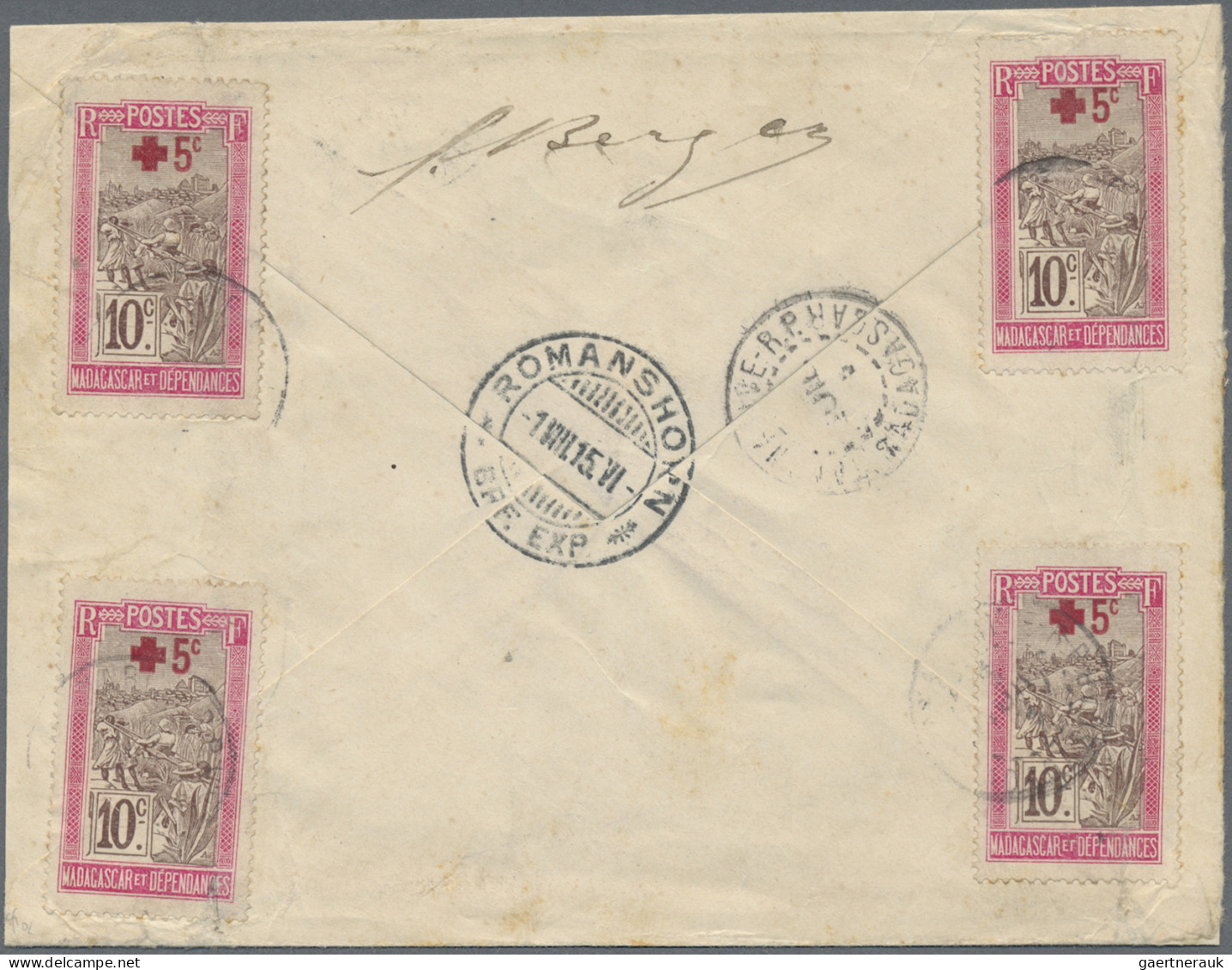 Madagascar: 1915, Registered Cover (three Sides Open) With Pair Madagascar-Mohel - Madagascar (1960-...)