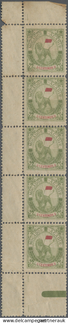 Morocco: 1900 Mogador-Agadir: Complete set of all values in multiples, with 5c.