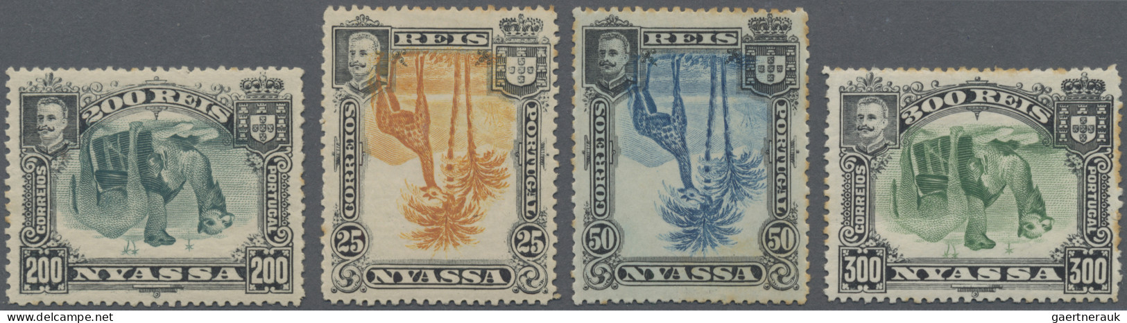 Mocambique: 1901, Set Of 13 Stamps From 2½r. To 300r., All With "INVERTED CENTER - Nyasaland