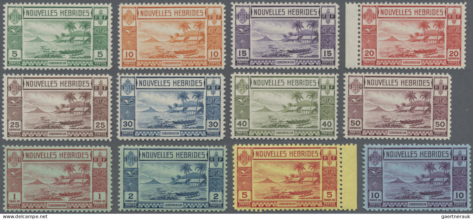 New Hebrides: 1938, Definitives, 5 C - 10 Fr, 2x 12 Values, Mnh, One Set With En - Autres & Non Classés