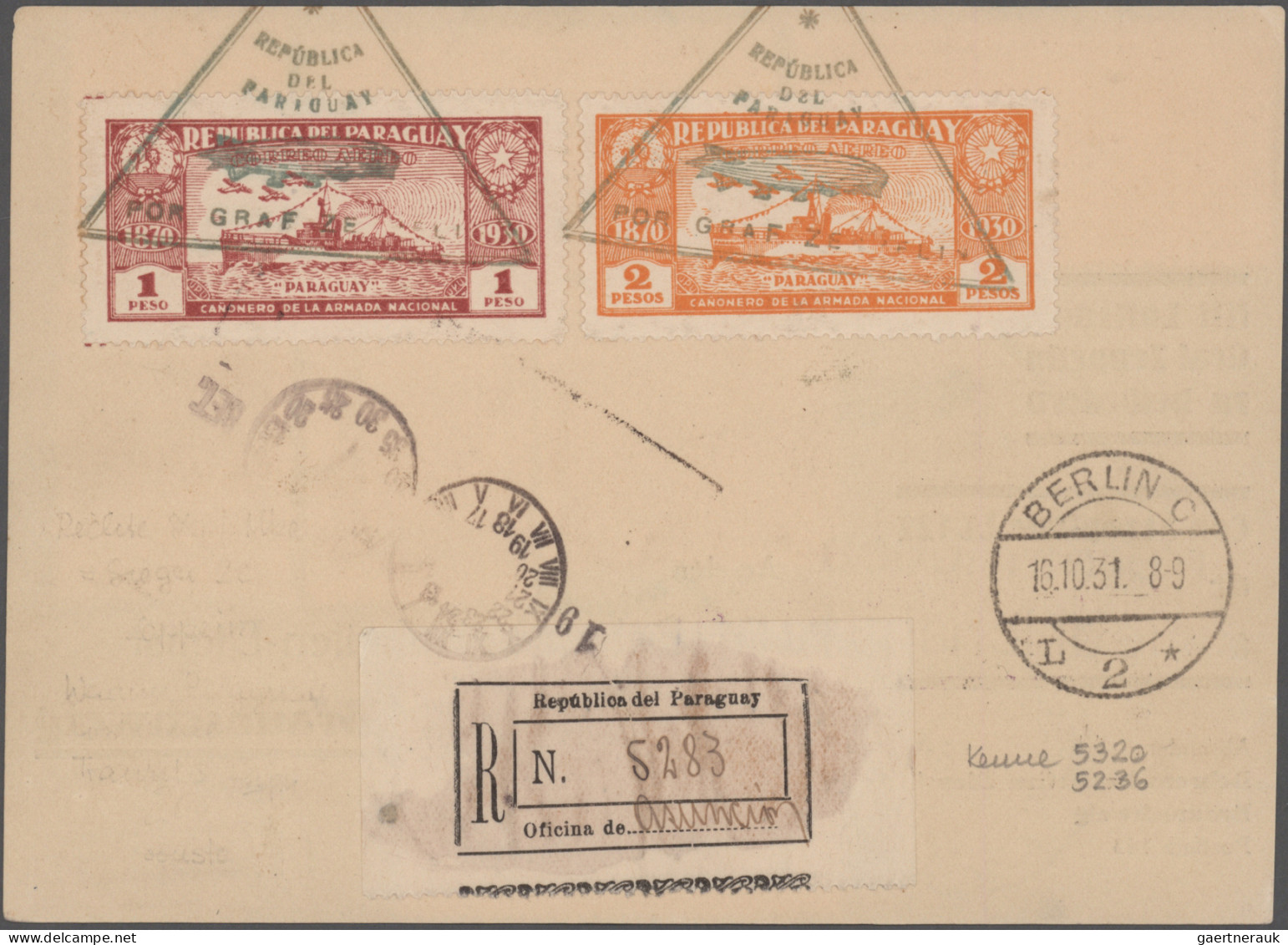 Paraguay: 1931 Zeppelin Stamp 4p With Optd. Variety "Zeppeiin" For "Zeppelin" (S - Paraguay
