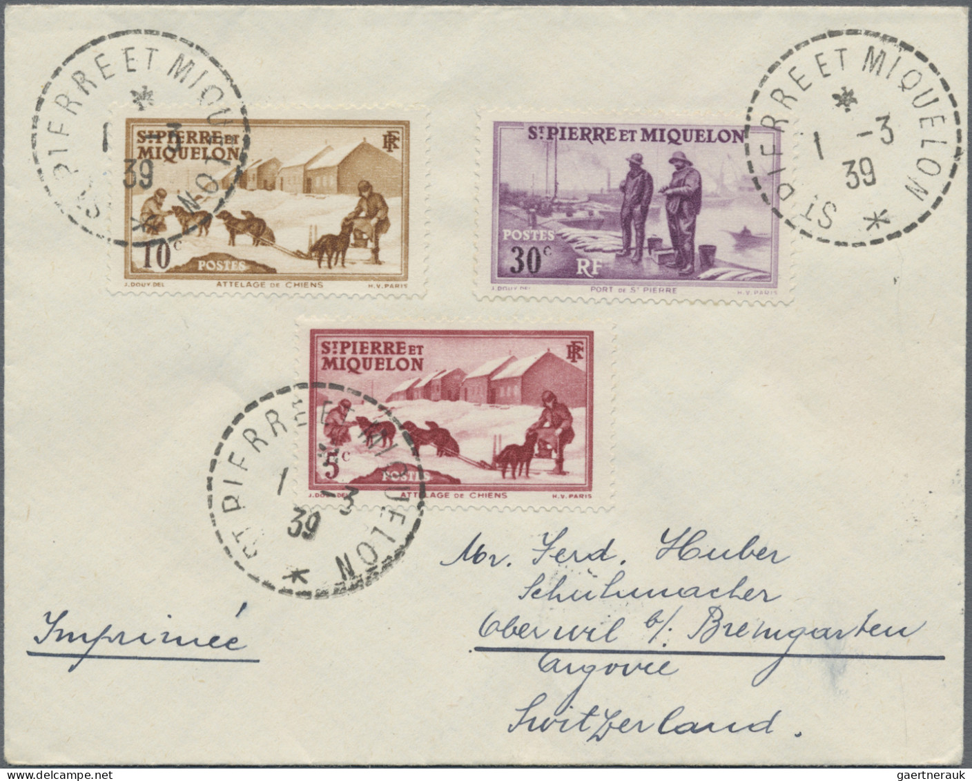 St. Pierre Et Miquelon: 1938, Definitives Views, 5c. Carmine, 10c. Bistre And 30 - Sonstige & Ohne Zuordnung