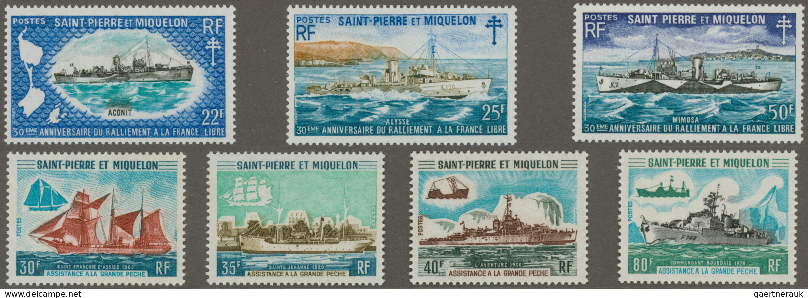 St. Pierre Et Miquelon: 1971, Ships, Two Issues Mint Never Hinged. - Other & Unclassified