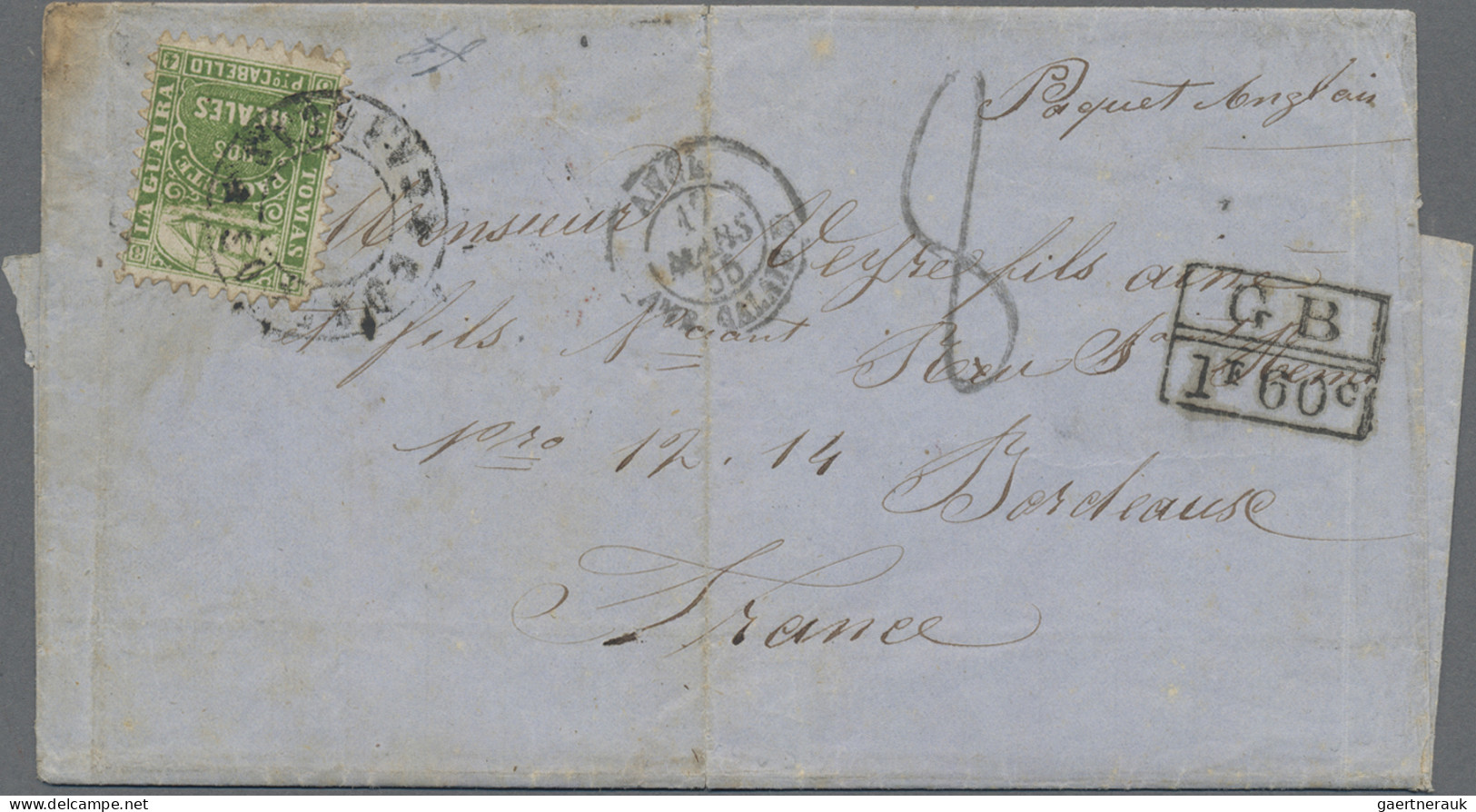 Venezuela: 1865, 2r. Yellow-green, Single Franking On Entire Letter With Full Me - Venezuela