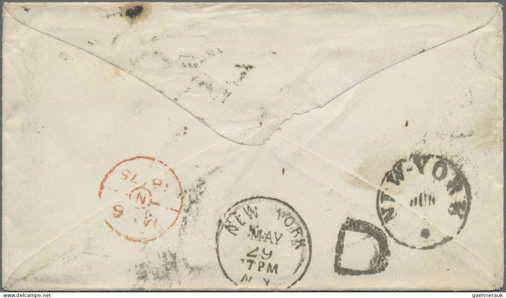 United States: 1875. Guion Line (see Text): Cover Franked 2x 3c. Green Paying Th - Sonstige & Ohne Zuordnung